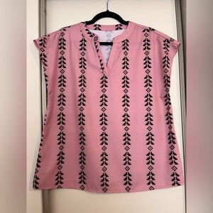 Pink and Black Patterned Women's Top; Size US “8/10”